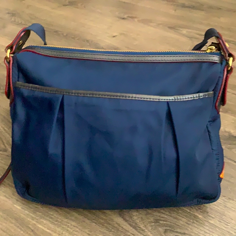MZ Wallace Navy Crossbody Bag with Gold Hardware and Red Trim - Picture 2 of 10